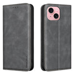 BINFEN COLOR for iPhone 15 RFID Blocking Calf Texture PU Leather Phone Cover