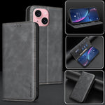 BINFEN COLOR for iPhone 15 RFID Blocking Calf Texture PU Leather Phone Cover