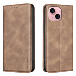 BINFEN COLOR for iPhone 15 RFID Blocking Calf Texture PU Leather Phone Cover