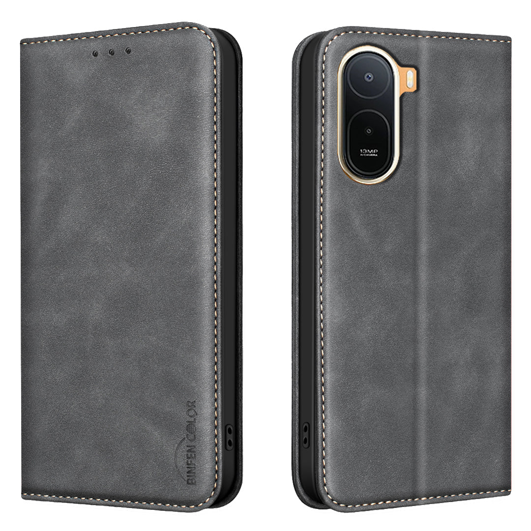 BINFEN COLOR for Xiaomi Redmi A7 Pro 4G (171.56mm) RFID Blocking Calf Texture PU Leather Phone Cover