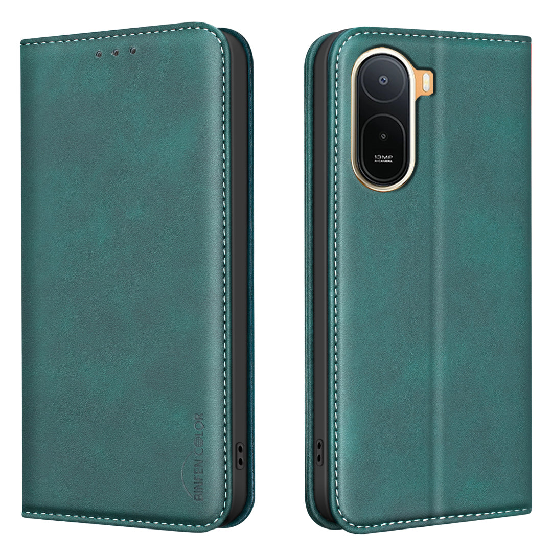 BINFEN COLOR for Xiaomi Redmi A7 Pro 4G (171.56mm) RFID Blocking Calf Texture PU Leather Phone Cover