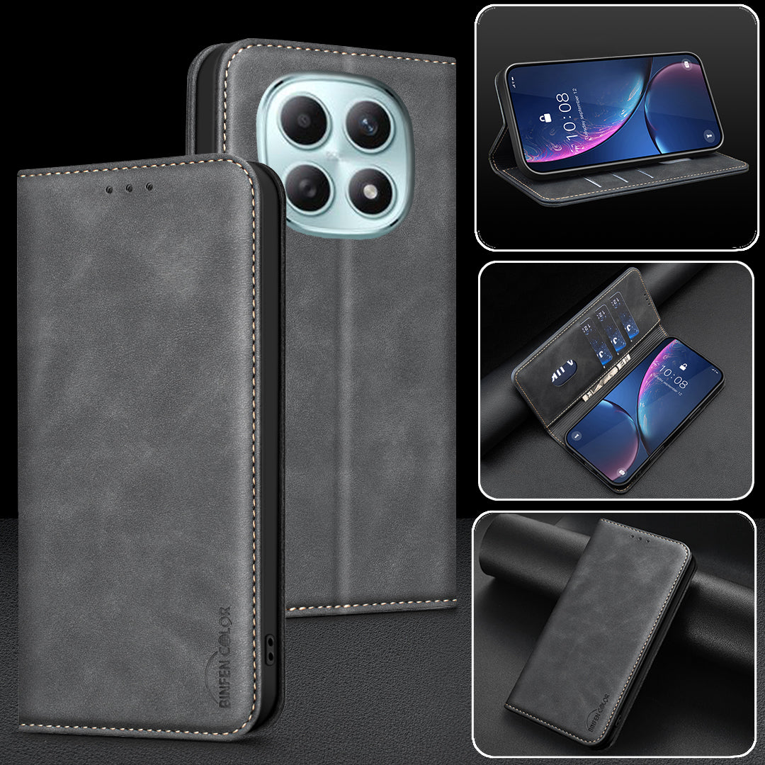 BINFEN COLOR for Xiaomi Redmi Note 15 Pro 4G (Global) RFID Blocking Calf Texture PU Leather Phone Cover