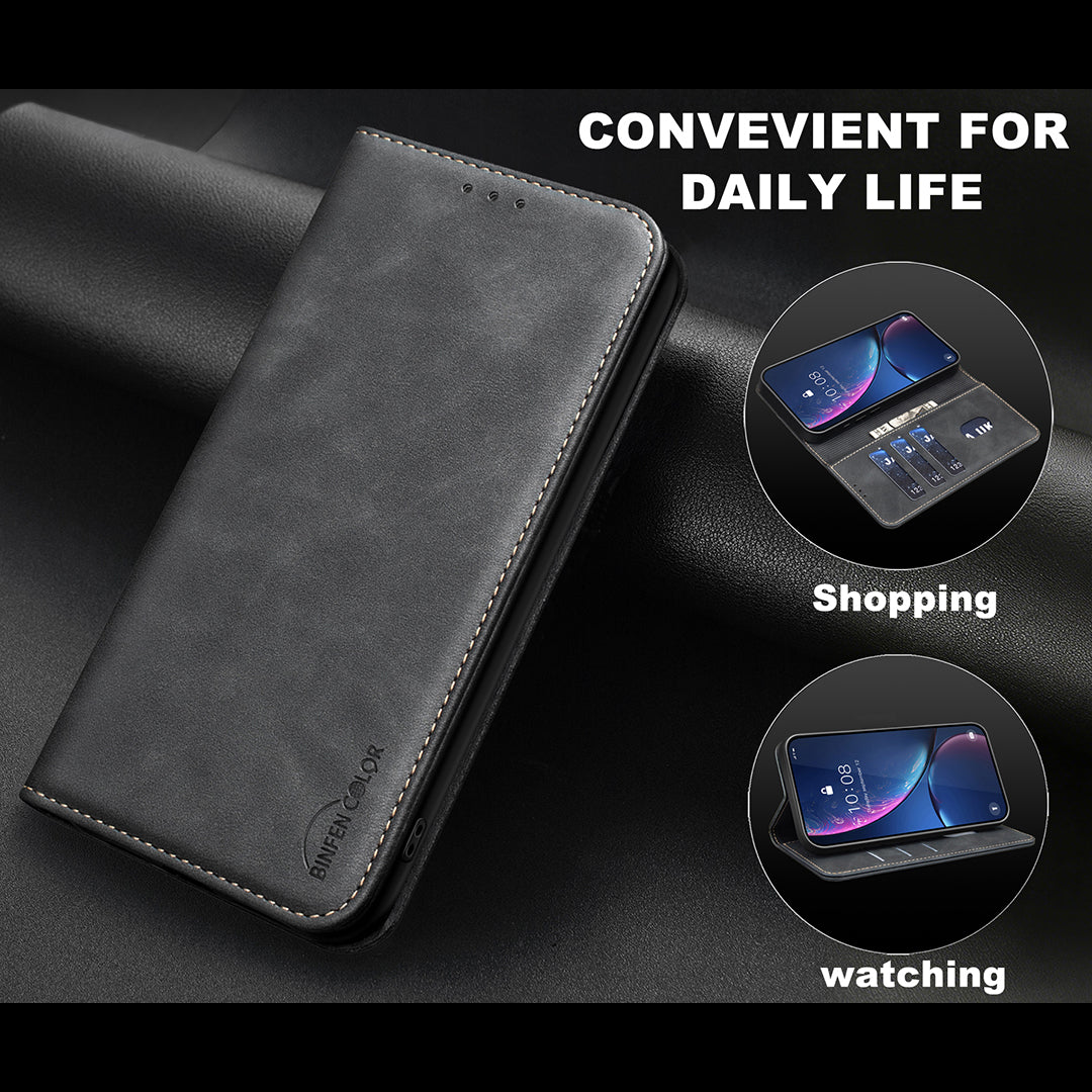 BINFEN COLOR for Xiaomi 15T RFID Blocking Calf Texture PU Leather Phone Cover