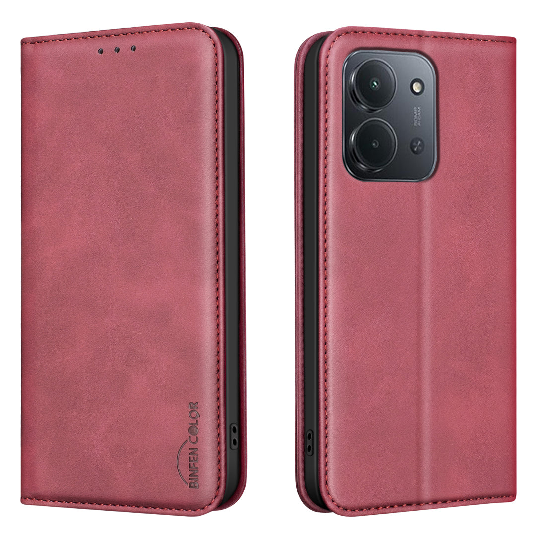 BINFEN COLOR för Xiaomi Redmi 15C 4G (EU) (173 mm) / Xiaomi Poco C85 4G (173 mm) / Xiaomi Redmi 15C 5G (EU) (173 mm) RFID-blockerande PU-läderfodral med vadstruktur