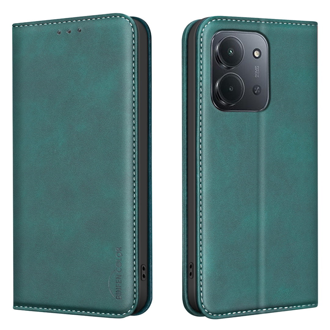 BINFEN COLOR för Xiaomi Redmi 15C 4G (EU) (173 mm) / Xiaomi Poco C85 4G (173 mm) / Xiaomi Redmi 15C 5G (EU) (173 mm) RFID-blockerande PU-läderfodral med vadstruktur