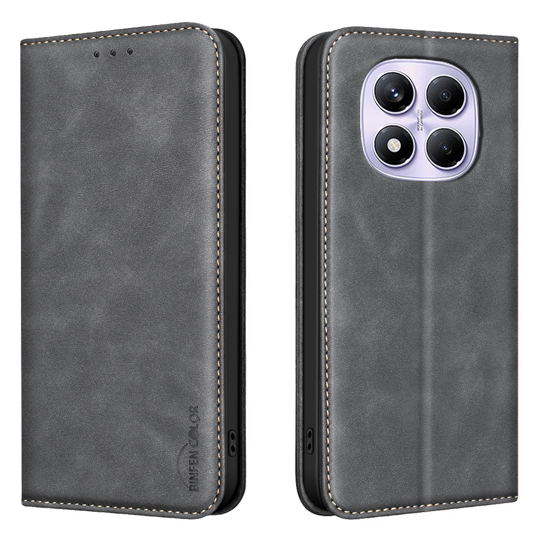 BINFEN COLOR for Xiaomi Redmi Note 14 Pro 4G RFID Blocking Calf Texture PU Leather Phone Cover