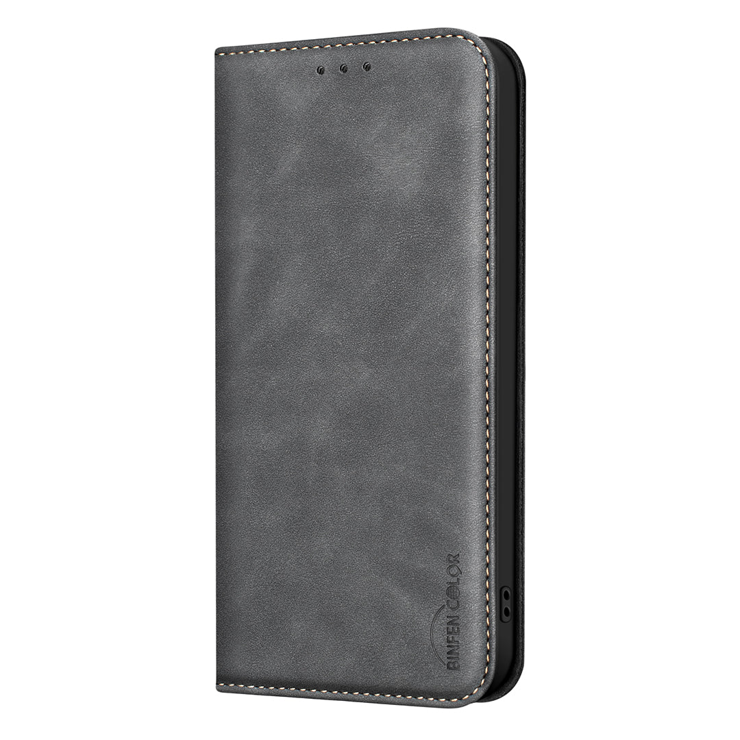 BINFEN COLOR for Xiaomi Redmi Note 14 Pro 4G RFID Blocking Calf Texture PU Leather Phone Cover