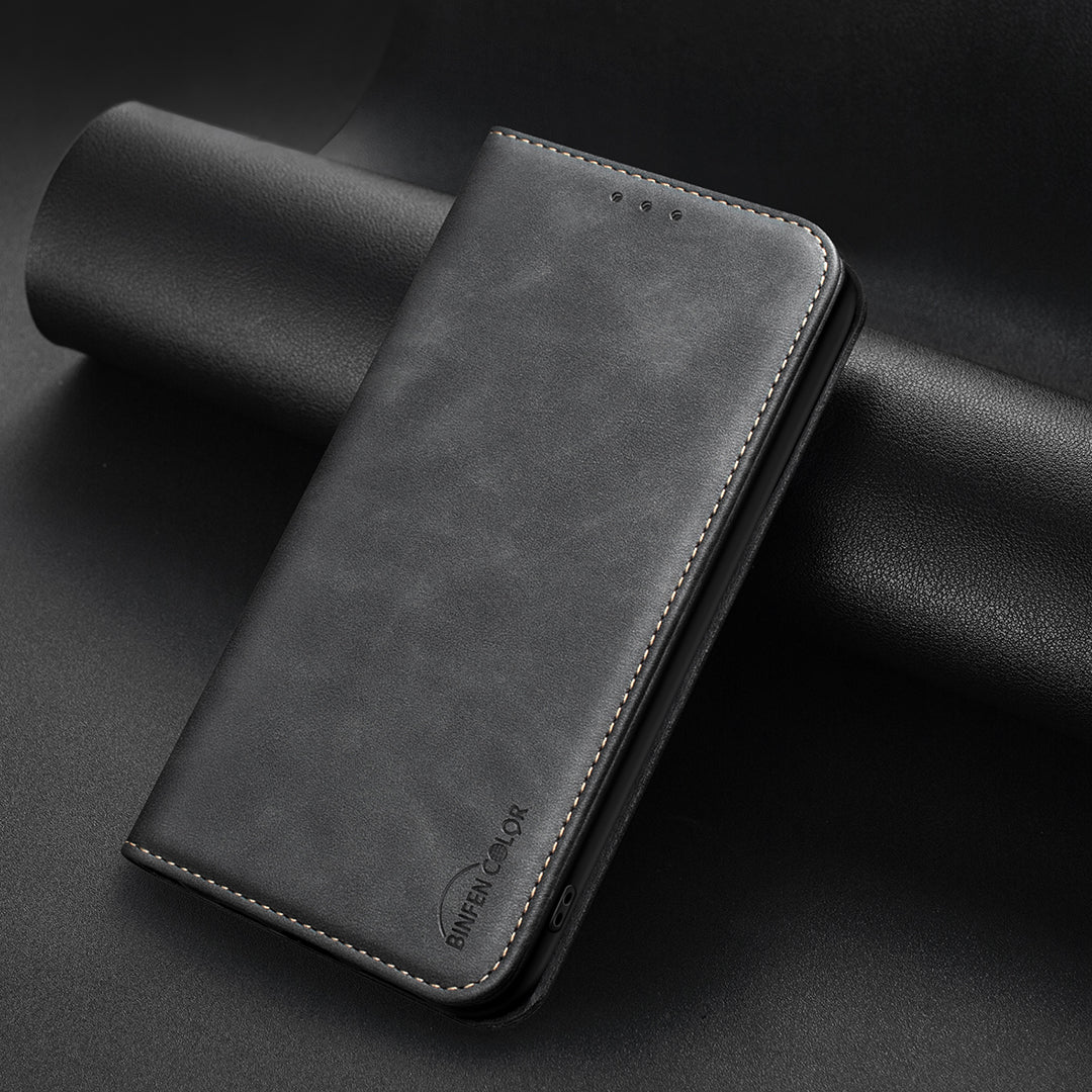 BINFEN COLOR for Xiaomi Redmi Note 14 Pro 4G RFID Blocking Calf Texture PU Leather Phone Cover