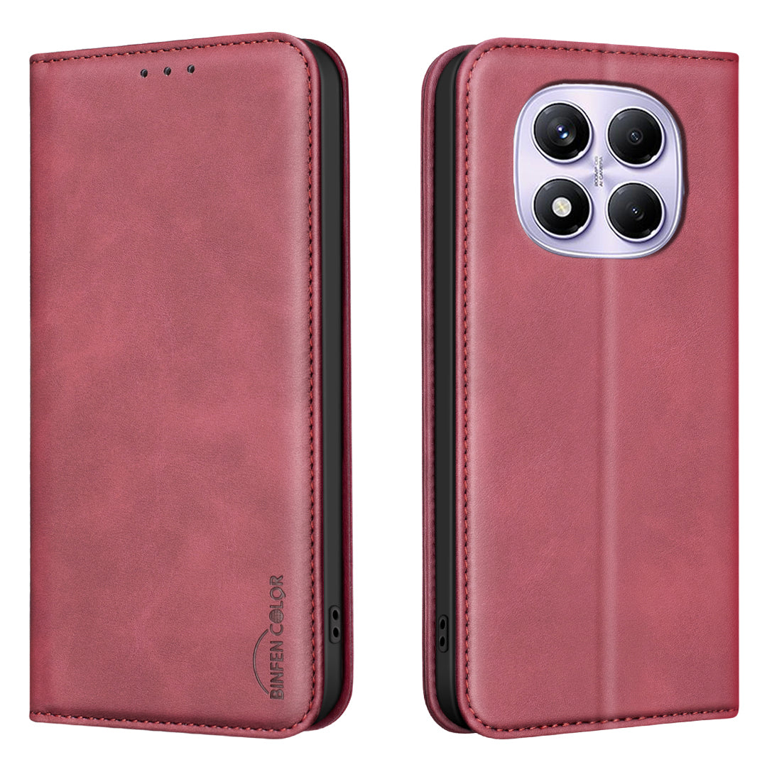 BINFEN COLOR for Xiaomi Redmi Note 14 Pro 4G RFID Blocking Calf Texture PU Leather Phone Cover