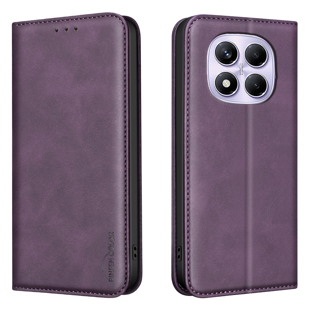 BINFEN COLOR for Xiaomi Redmi Note 14 Pro 4G RFID Blocking Calf Texture PU Leather Phone Cover