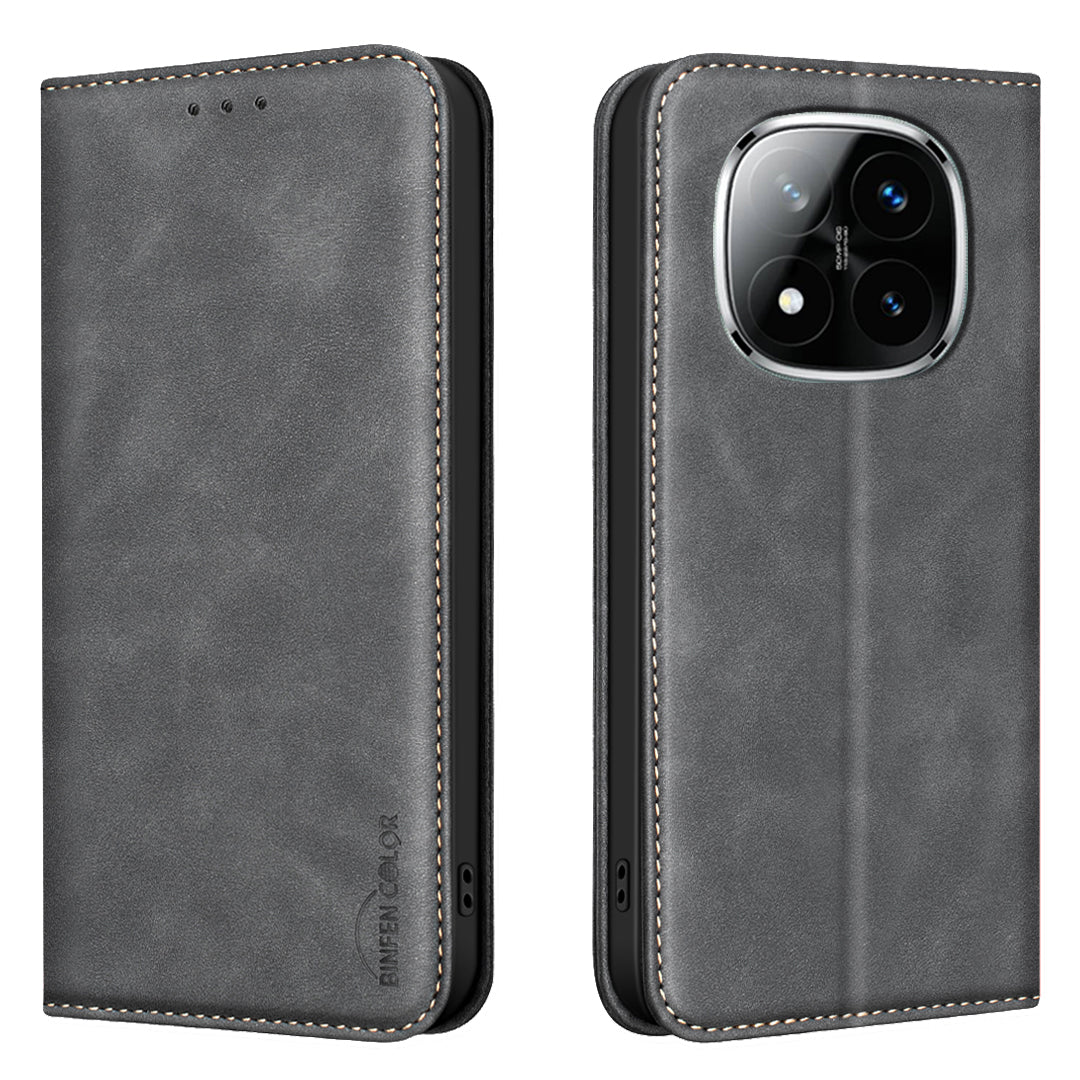 BINFEN COLOR for Xiaomi Poco X7 5G / Xiaomi Redmi Note 14 Pro+ 5G / Xiaomi Redmi Note 14 Pro 5G RFID Blocking Calf Texture PU Leather Phone Cover