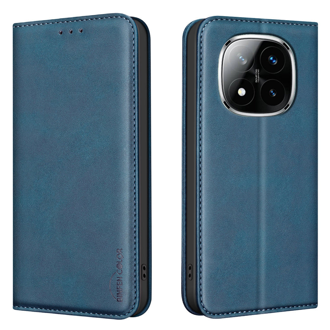 BINFEN COLOR for Xiaomi Poco X7 5G / Xiaomi Redmi Note 14 Pro+ 5G / Xiaomi Redmi Note 14 Pro 5G RFID Blocking Calf Texture PU Leather Phone Cover