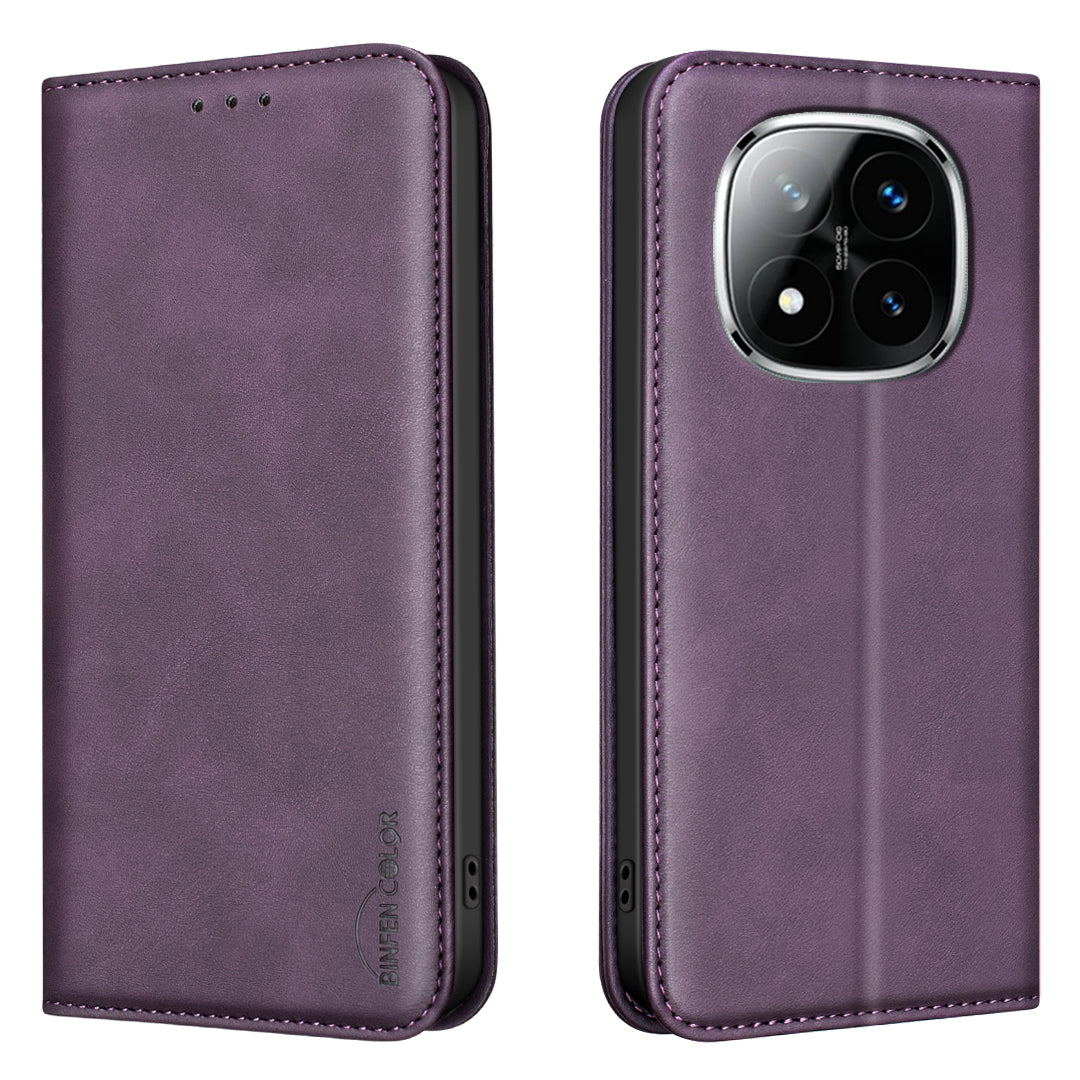 BINFEN COLOR for Xiaomi Poco X7 5G / Xiaomi Redmi Note 14 Pro+ 5G / Xiaomi Redmi Note 14 Pro 5G RFID Blocking Calf Texture PU Leather Phone Cover