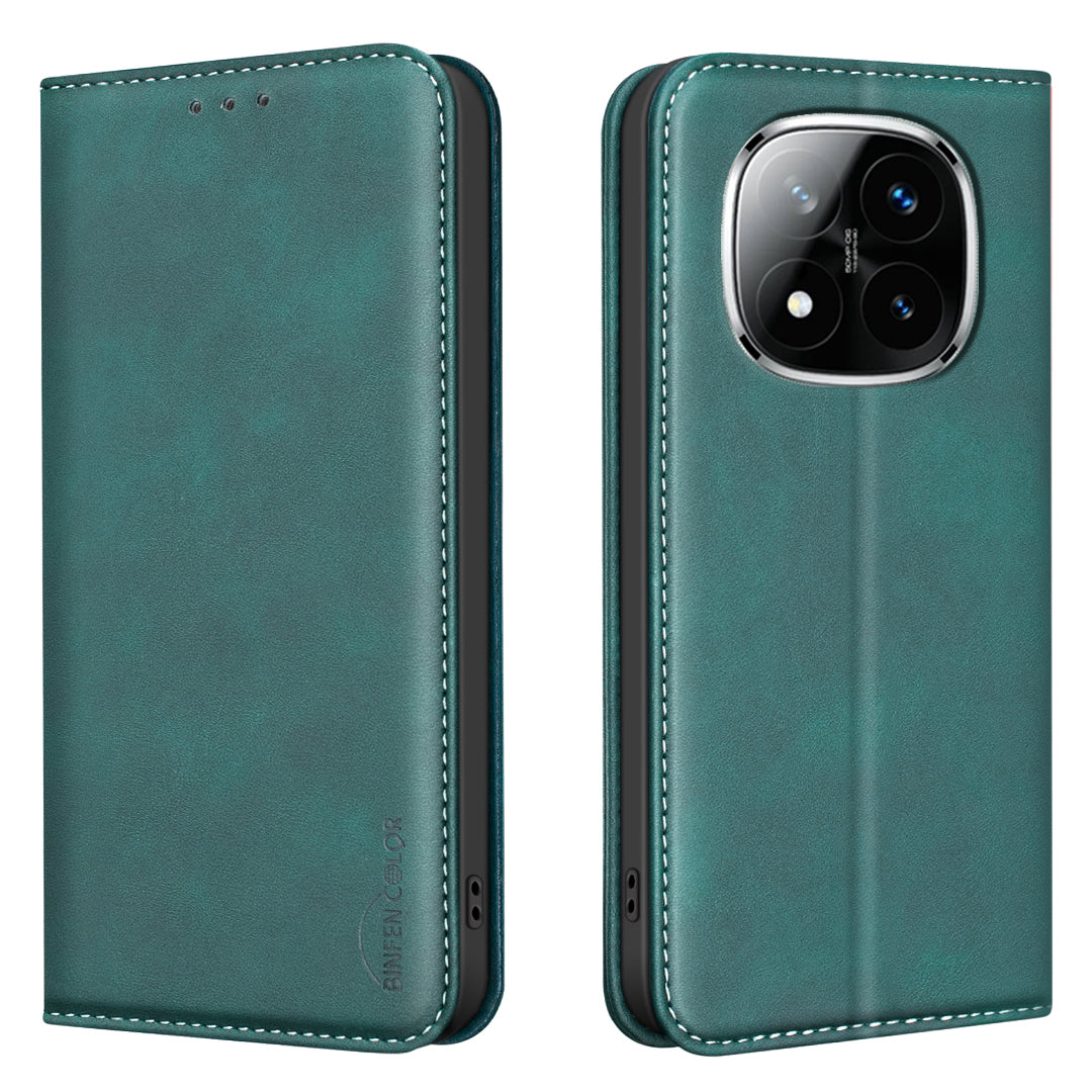 BINFEN COLOR for Xiaomi Poco X7 5G / Xiaomi Redmi Note 14 Pro+ 5G / Xiaomi Redmi Note 14 Pro 5G RFID Blocking Calf Texture PU Leather Phone Cover