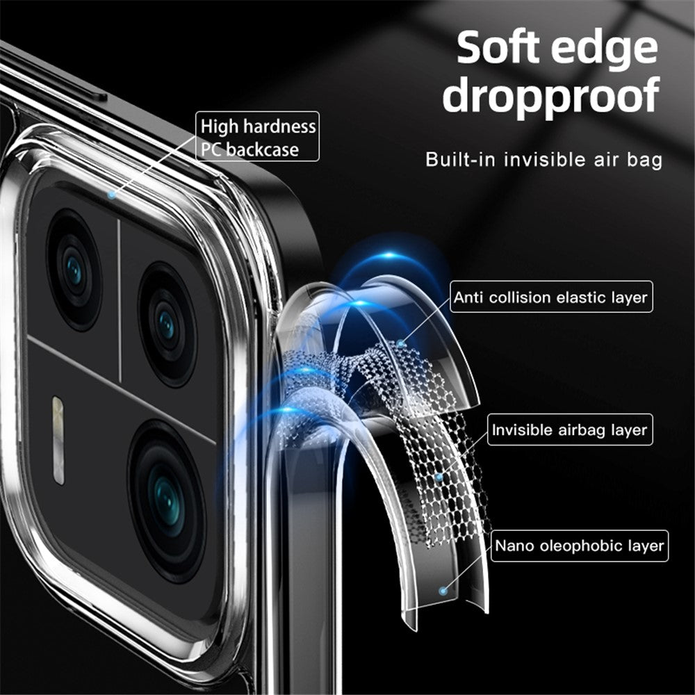 For Xiaomi 13 Clear Hard PC Non-Slip Soft TPU Frame Cover PC Corner Airbags Shock Absorption Phone Case
