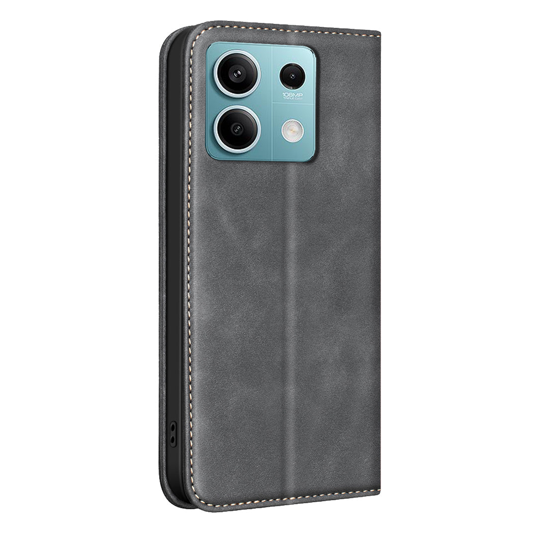 BINFEN COLOR for Xiaomi Redmi Note 13 5G RFID Blocking Calf Texture PU Leather Phone Cover