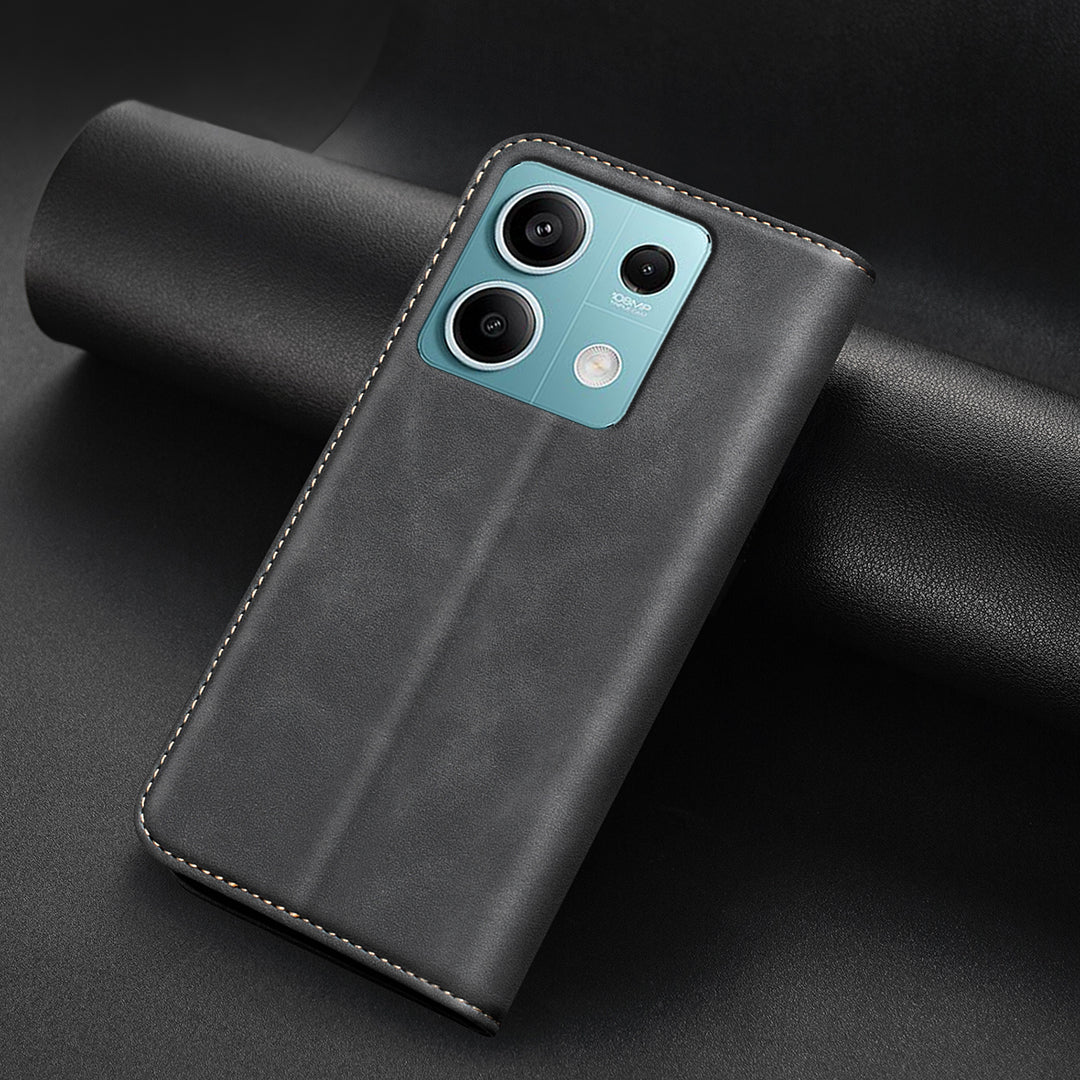 BINFEN COLOR for Xiaomi Redmi Note 13 5G RFID Blocking Calf Texture PU Leather Phone Cover