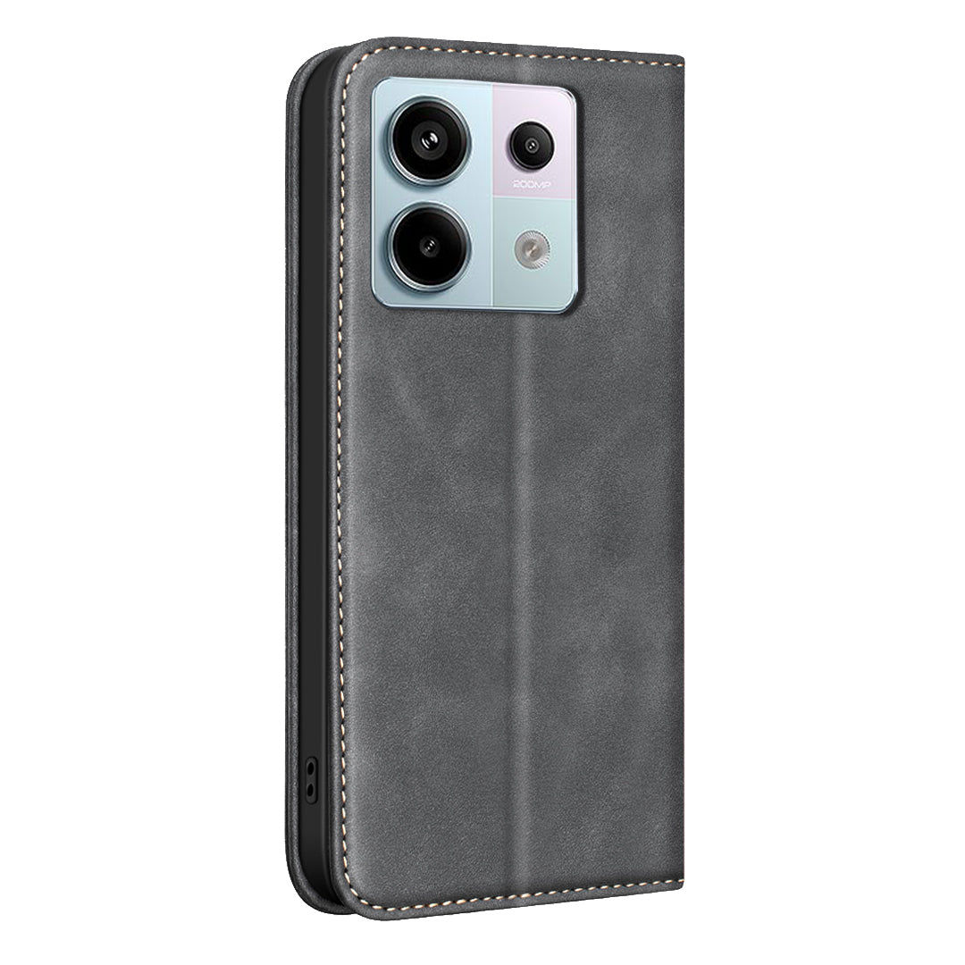 BINFEN COLOR för Xiaomi Redmi Note 13R Pro 5G RFID-blockerande PU-läderfodral med kalvstruktur