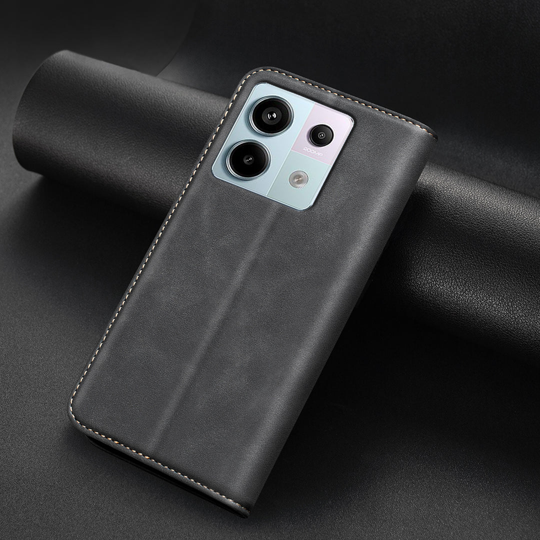 BINFEN COLOR för Xiaomi Redmi Note 13R Pro 5G RFID-blockerande PU-läderfodral med kalvstruktur