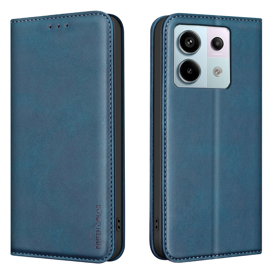 BINFEN COLOR för Xiaomi Redmi Note 13R Pro 5G RFID-blockerande PU-läderfodral med kalvstruktur