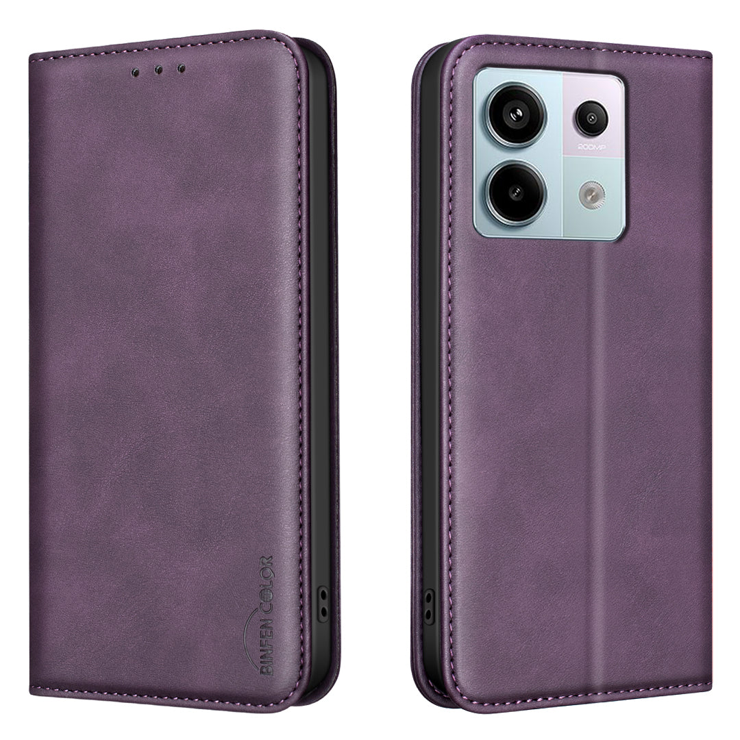 BINFEN COLOR för Xiaomi Redmi Note 13R Pro 5G RFID-blockerande PU-läderfodral med kalvstruktur