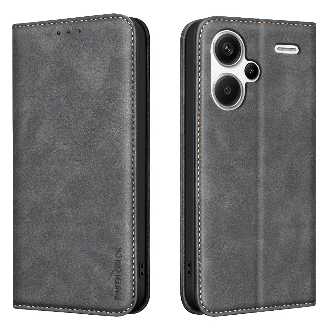 BINFEN COLOR for Xiaomi Redmi Note 13 Pro+ 5G RFID Blocking Calf Texture PU Leather Phone Cover