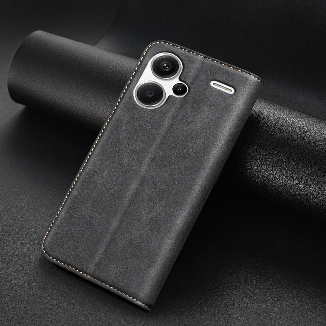 BINFEN COLOR for Xiaomi Redmi Note 13 Pro+ 5G RFID Blocking Calf Texture PU Leather Phone Cover