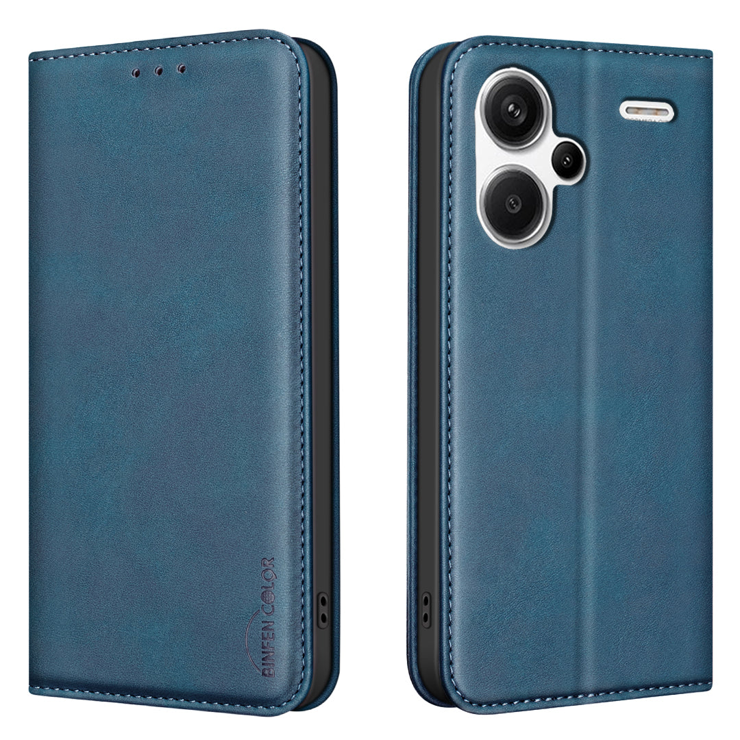 BINFEN COLOR for Xiaomi Redmi Note 13 Pro+ 5G RFID Blocking Calf Texture PU Leather Phone Cover