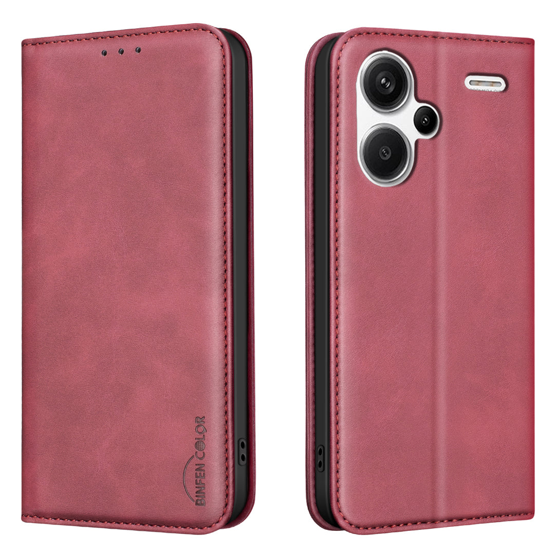 BINFEN COLOR for Xiaomi Redmi Note 13 Pro+ 5G RFID Blocking Calf Texture PU Leather Phone Cover