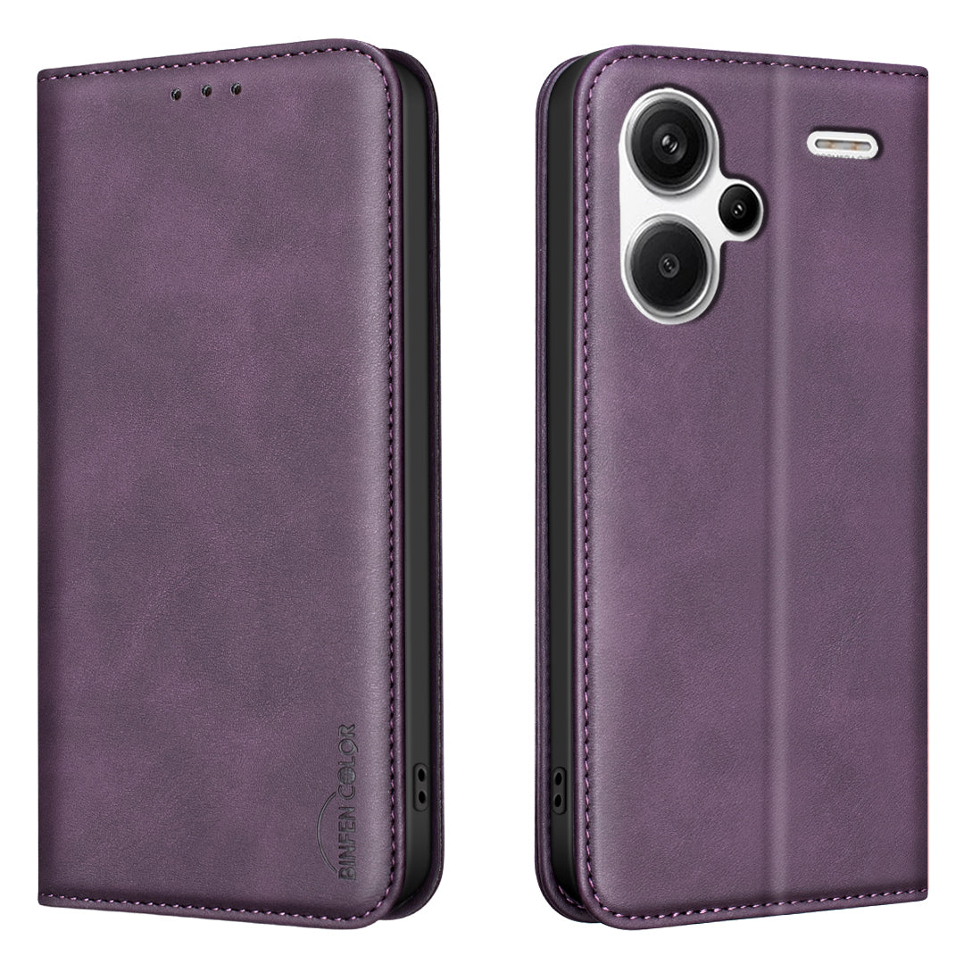BINFEN COLOR for Xiaomi Redmi Note 13 Pro+ 5G RFID Blocking Calf Texture PU Leather Phone Cover