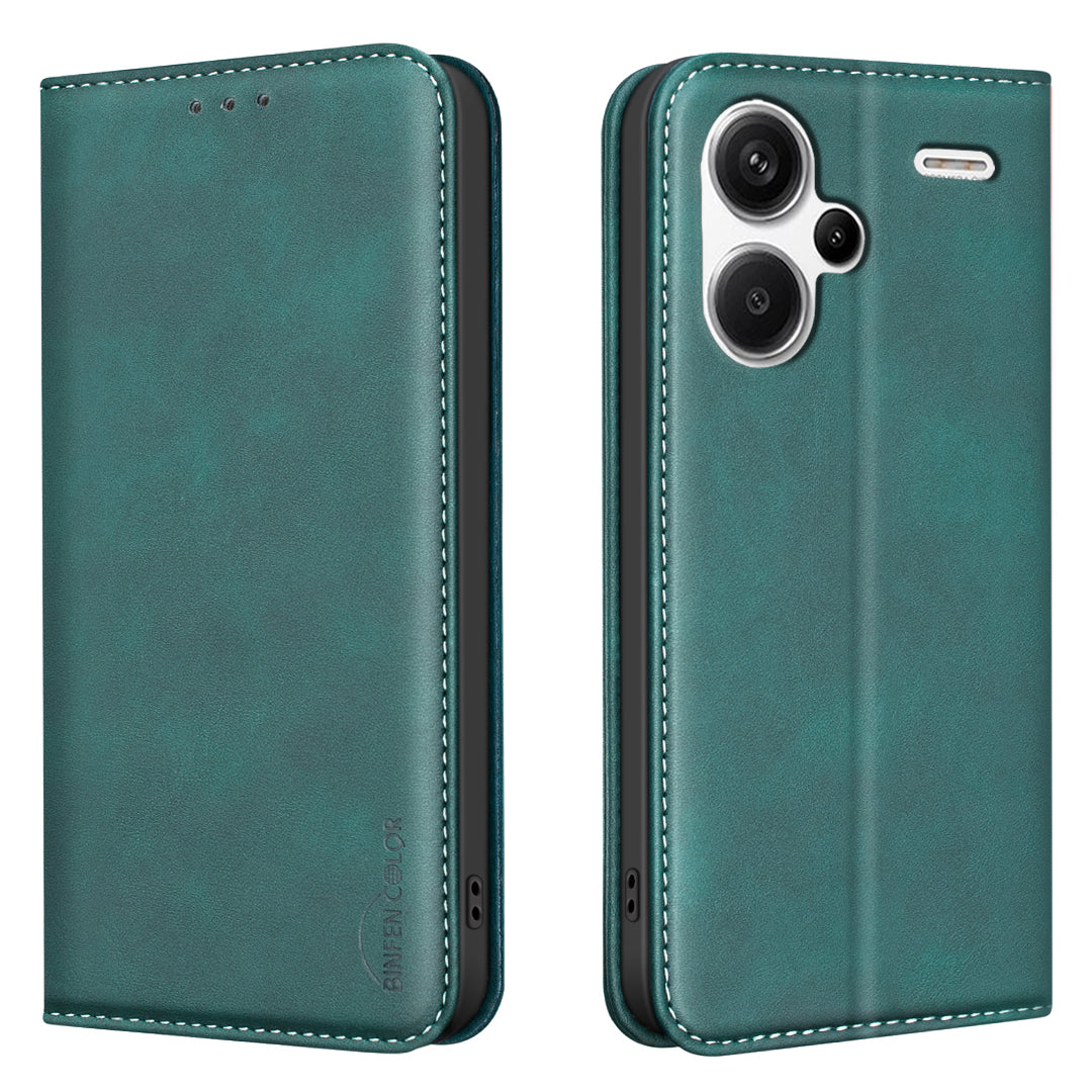 BINFEN COLOR for Xiaomi Redmi Note 13 Pro+ 5G RFID Blocking Calf Texture PU Leather Phone Cover