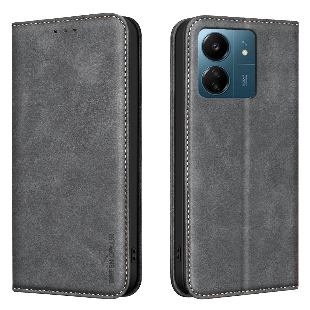 BINFEN COLOR for Xiaomi Redmi 13C 5G / Xiaomi Redmi 13C 4G RFID Blocking Calf Texture PU Leather Phone Cover