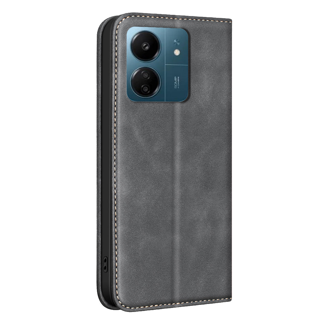 BINFEN COLOR for Xiaomi Redmi 13C 5G / Xiaomi Redmi 13C 4G RFID Blocking Calf Texture PU Leather Phone Cover
