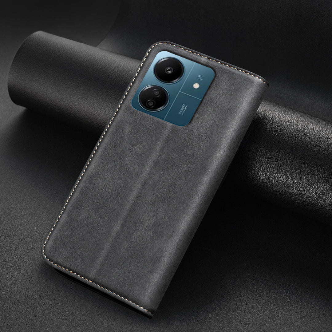 BINFEN COLOR for Xiaomi Redmi 13C 5G / Xiaomi Redmi 13C 4G RFID Blocking Calf Texture PU Leather Phone Cover