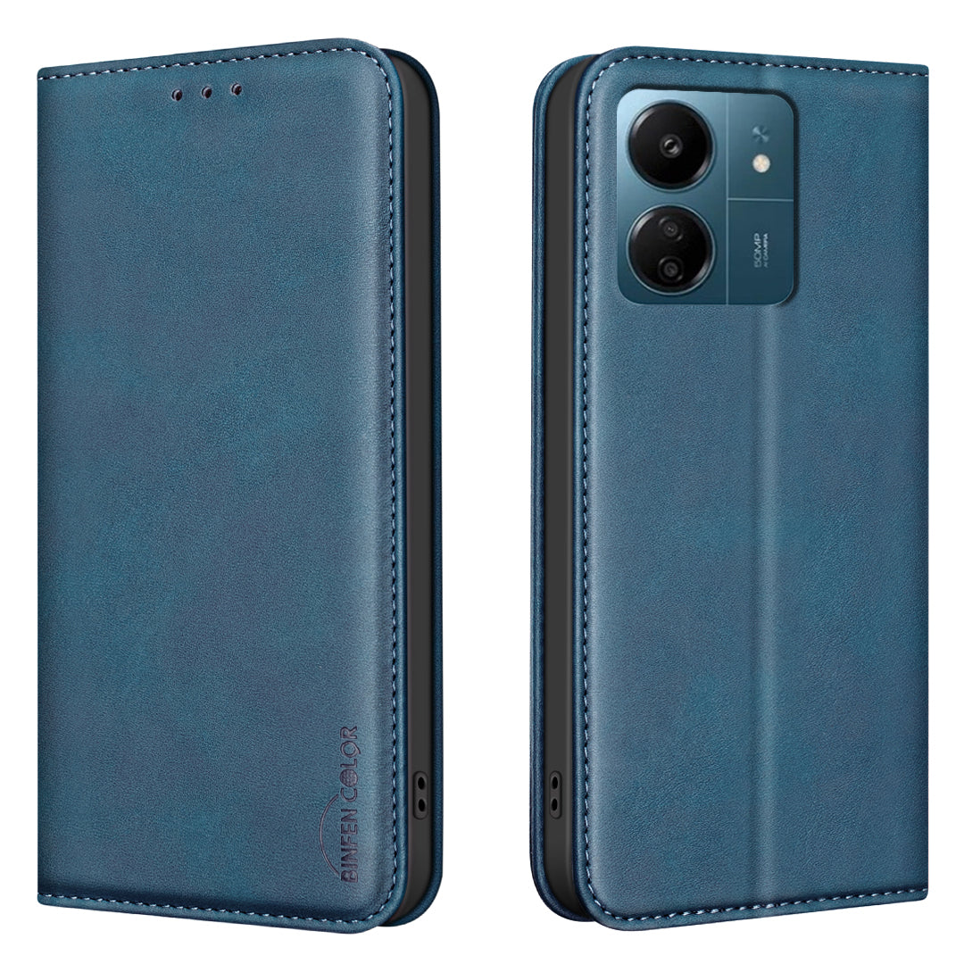 BINFEN COLOR for Xiaomi Redmi 13C 5G / Xiaomi Redmi 13C 4G RFID Blocking Calf Texture PU Leather Phone Cover