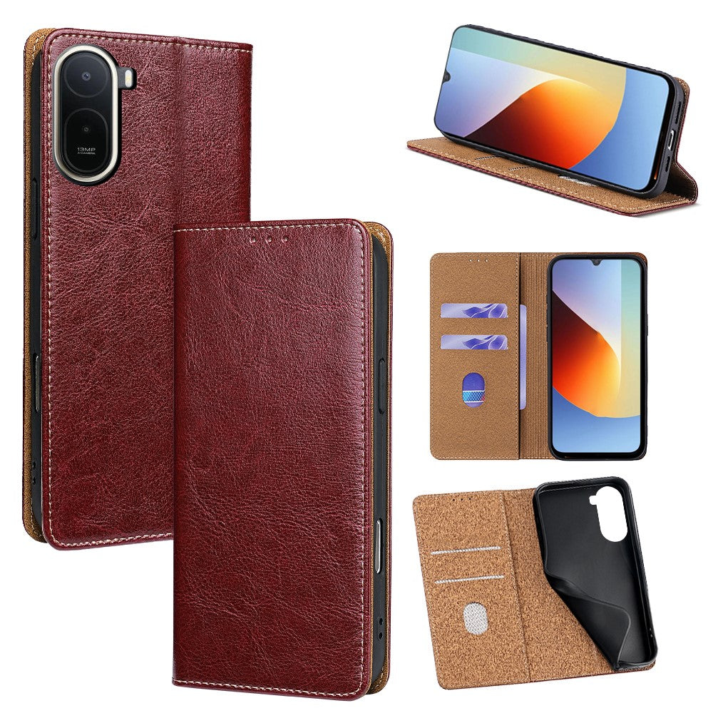 For Xiaomi Redmi A7 Pro 4G (171.56mm) Case Genuine Cow Leather Stand Mobile Phone Cover with RFID Blocking Wallet