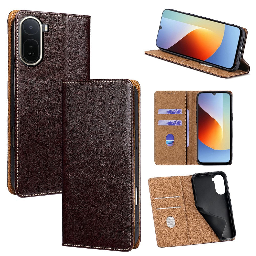 For Xiaomi Redmi A7 Pro 4G (171.56mm) Case Genuine Cow Leather Stand Mobile Phone Cover with RFID Blocking Wallet