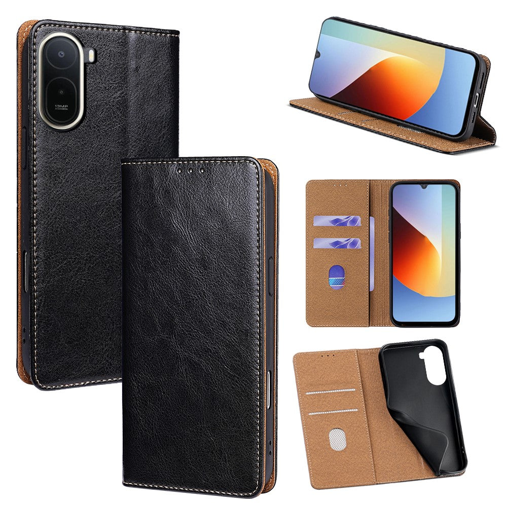 For Xiaomi Redmi A7 Pro 4G (171.56mm) Case Genuine Cow Leather Stand Mobile Phone Cover with RFID Blocking Wallet