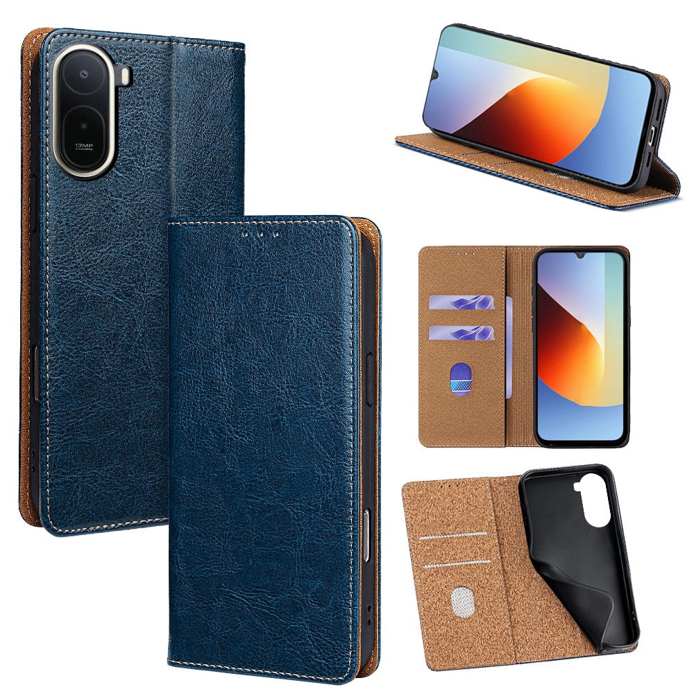 For Xiaomi Redmi A7 Pro 4G (171.56mm) Case Genuine Cow Leather Stand Mobile Phone Cover with RFID Blocking Wallet