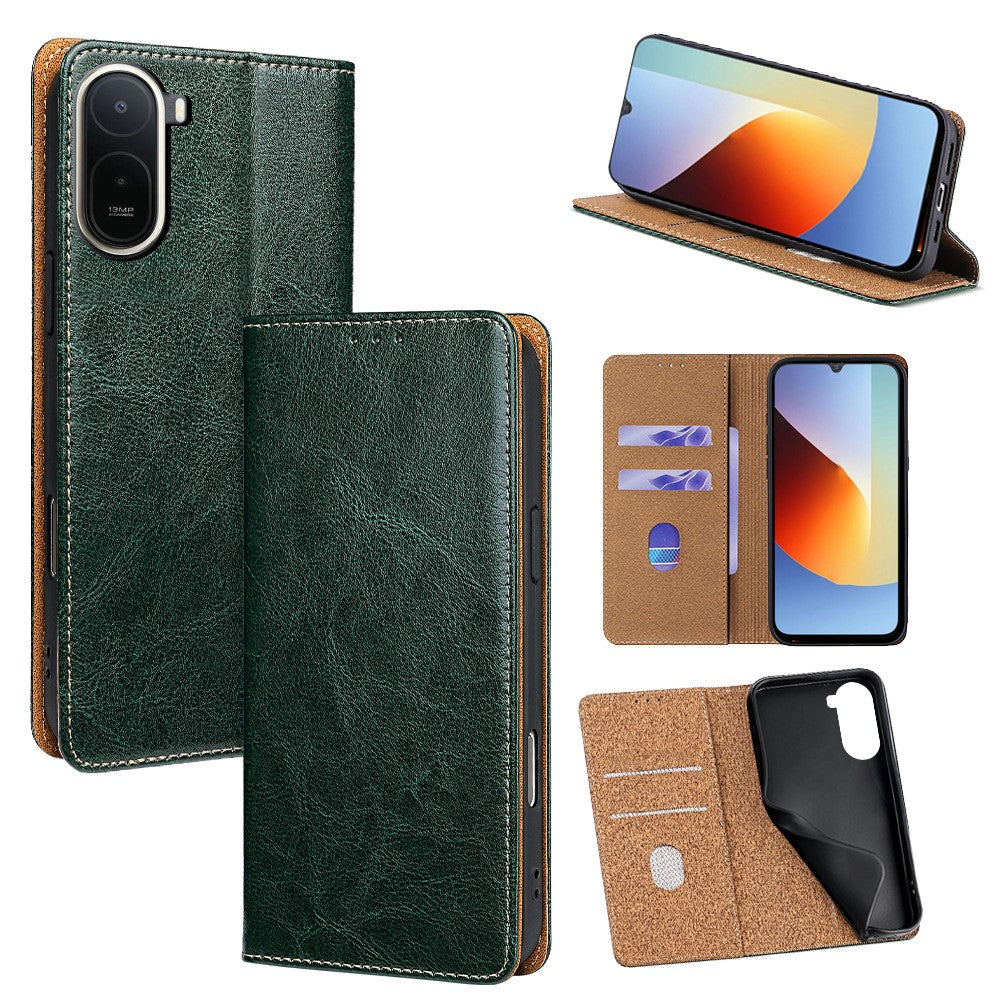 For Xiaomi Redmi A7 Pro 4G (171.56mm) Case Genuine Cow Leather Stand Mobile Phone Cover with RFID Blocking Wallet