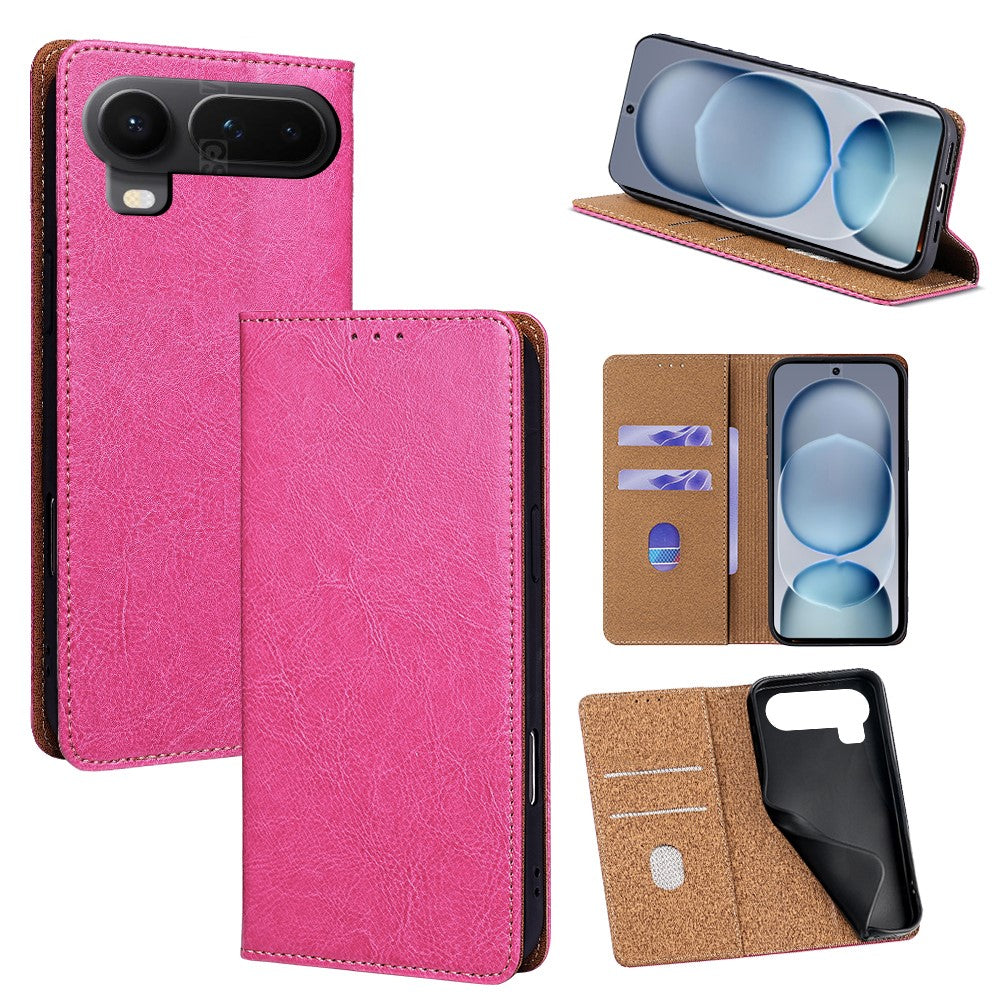 For Honor Magic8 Pro Air 5G Case Genuine Cow Leather Stand Mobile Phone Cover with RFID Blocking Wallet