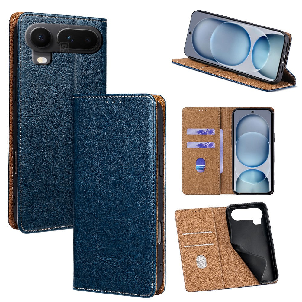 For Honor Magic8 Pro Air 5G Case Genuine Cow Leather Stand Mobile Phone Cover with RFID Blocking Wallet