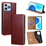 For Honor X8d 4G Case Genuine Cow Leather Stand Mobile Phone Cover with RFID Blocking Wallet