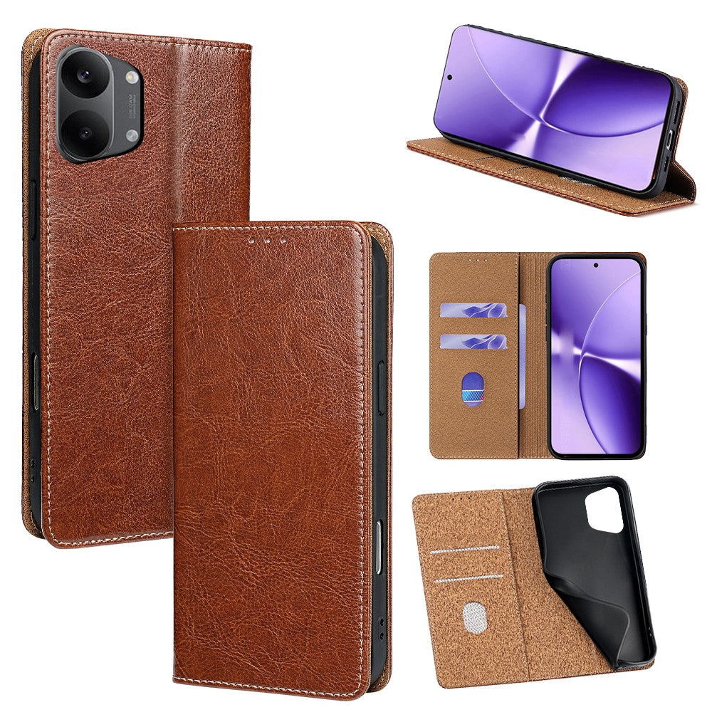 For Xiaomi Redmi Turbo 5 Max 5G Case Genuine Cow Leather Stand Mobile Phone Cover with RFID Blocking Wallet