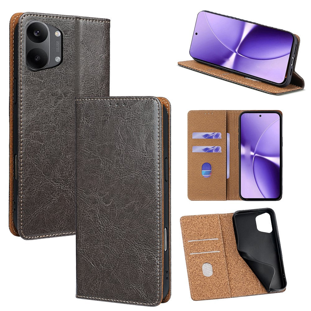For Xiaomi Redmi Turbo 5 Max 5G Case Genuine Cow Leather Stand Mobile Phone Cover with RFID Blocking Wallet