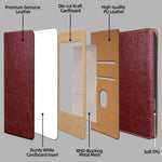 For Honor Power2 5G Case Genuine Cow Leather Stand Mobile Phone Cover with RFID Blocking Wallet