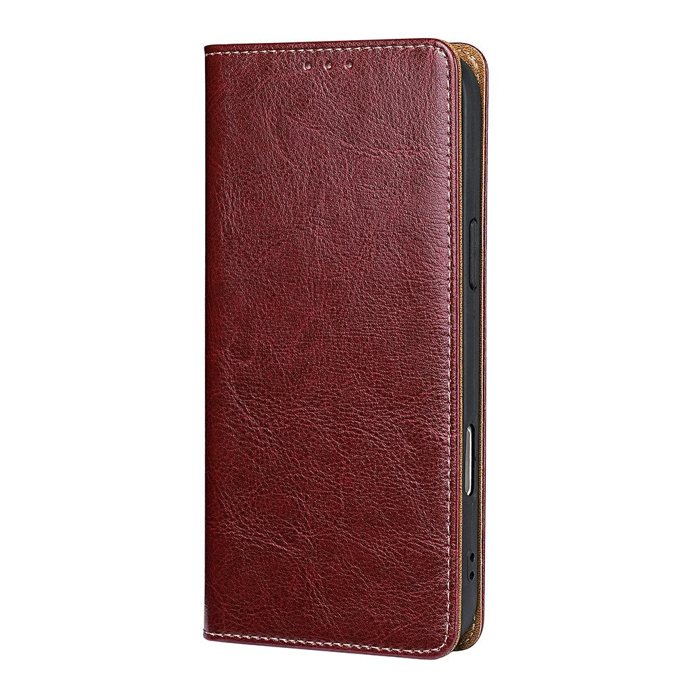 For Honor Power2 5G Case Genuine Cow Leather Stand Mobile Phone Cover with RFID Blocking Wallet