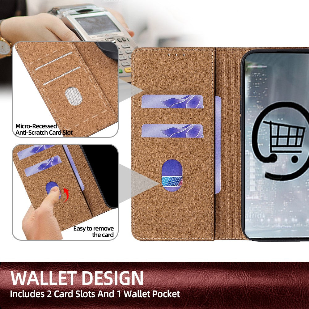 For Honor Power2 5G Case Genuine Cow Leather Stand Mobile Phone Cover with RFID Blocking Wallet