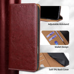 For Honor Power2 5G Case Genuine Cow Leather Stand Mobile Phone Cover with RFID Blocking Wallet
