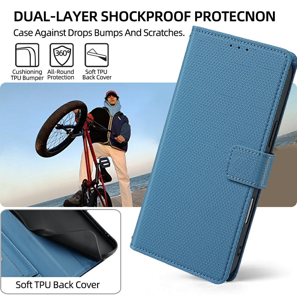 For Xiaomi 17 Ultra 5G Wallet Case Triangle Pattern Imprinted Stand Leather Phone Cover with Shoulder Strap